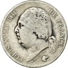 [#851249] Munten, Frankrijk, Louis XVIII, 2 Francs, 1823, Lille, FR+, Zilver, KM