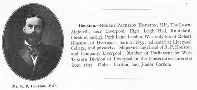 Robert Paterson Houston Abgeordneter von West Toxteth - antiker Druck 1911