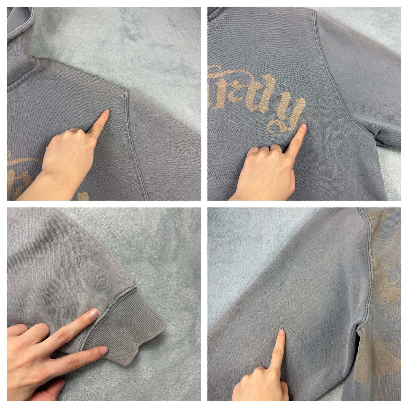 Vintage Ed Hardy x UO Exclusive Photography Print Grey Gold Lrg Full Zip Hoodie image 6