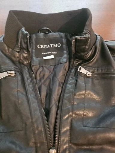 Creatmo Black Faux Leather Biker Jacket Size 10-12 Pockets Zipper So soft - Image 2 of 4