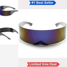 Shield Sunglasses Cyberpunk Cyclops Visor Sci Fi Costume Mirror Lens Ice Tint