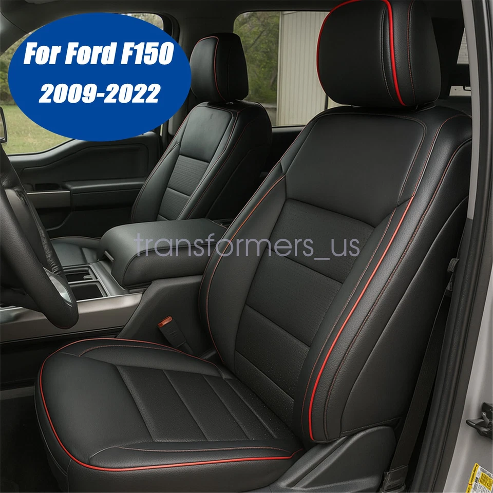 Fits 2009-2022 Ford F150 Crew Cab Leather Car Seat Covers Full Set Front & Rear Foto 2 de 4