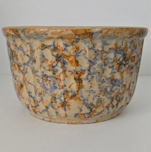 Vintage Red Wing Pottery 7" Spongeware Panel Bowl