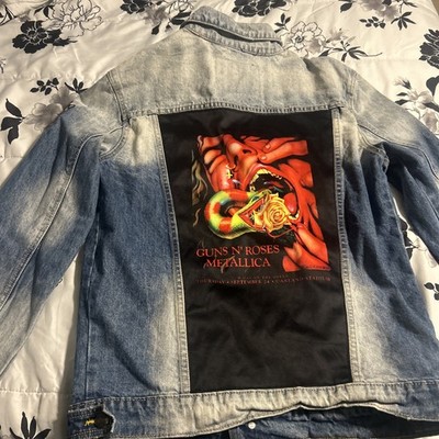 WOLFGANG'S DESIGNS BY DRAGONFLY DENIM JACKET Guns N Roses Metallica MENS LARGE