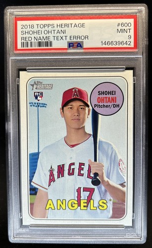 2018 Topps Heritage Shohei Ohtani RC Rookie Red Name Text Error #600 Angel PSA 9