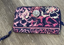 Vera Bradley Turn Lock Wallet Katalina Pink clutch zip around 5" x 8" great
