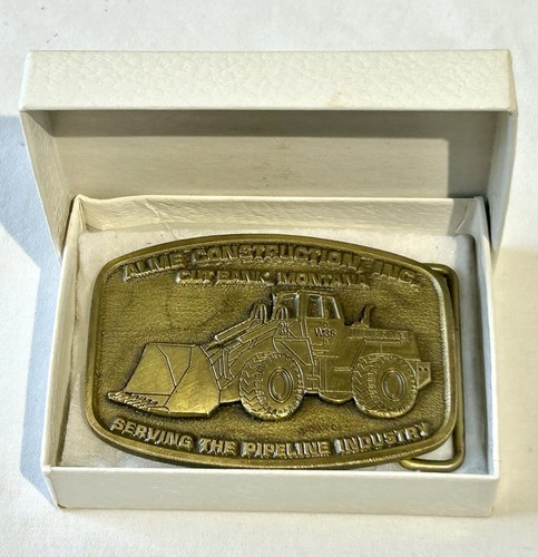 Alme Construction Belt Buckle Pipeline Gas Oil Cut Bank Montana Brass Vtg $25 Ea - Picture 7 of 15