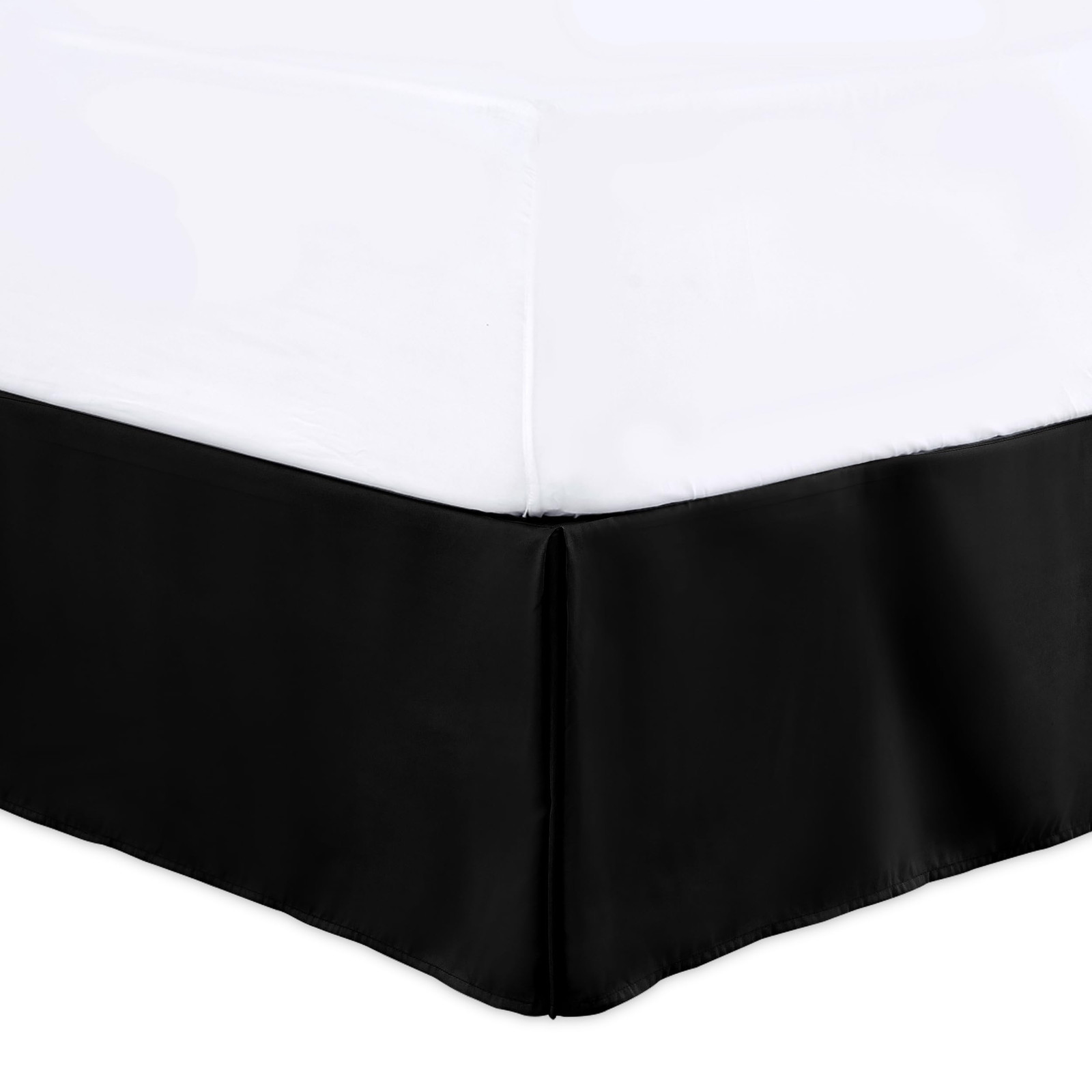 LUX Decor Size King Bed Skirt 16 Inch Drop - Brushed Microfiber Pleated Bedsk...