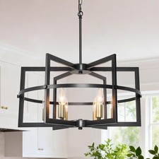 JHLBYL Black and Gold Living Room Ceiling Light 6-Light Gold Black Dining Room