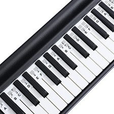 Piano Notes Guide for Beginners, Removable 88/61 Key Silicone 61-Key Black