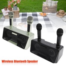 Wireless Bluetooth Dual Microphone Karaoke All-In-One Speaker fits Home Outdoor