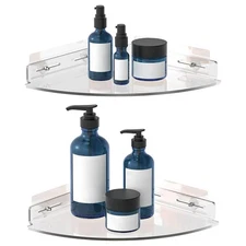 Set of 2 Shower Caddy Bathroom Shelves - No-Drill Shower Organizer - Floating...