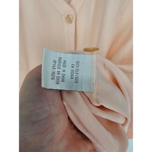 Blusa de algodón Ginny Plus para mujer talla 1X sin mangas 100 % seda rosa claro con botones - Imagen 3 de 4