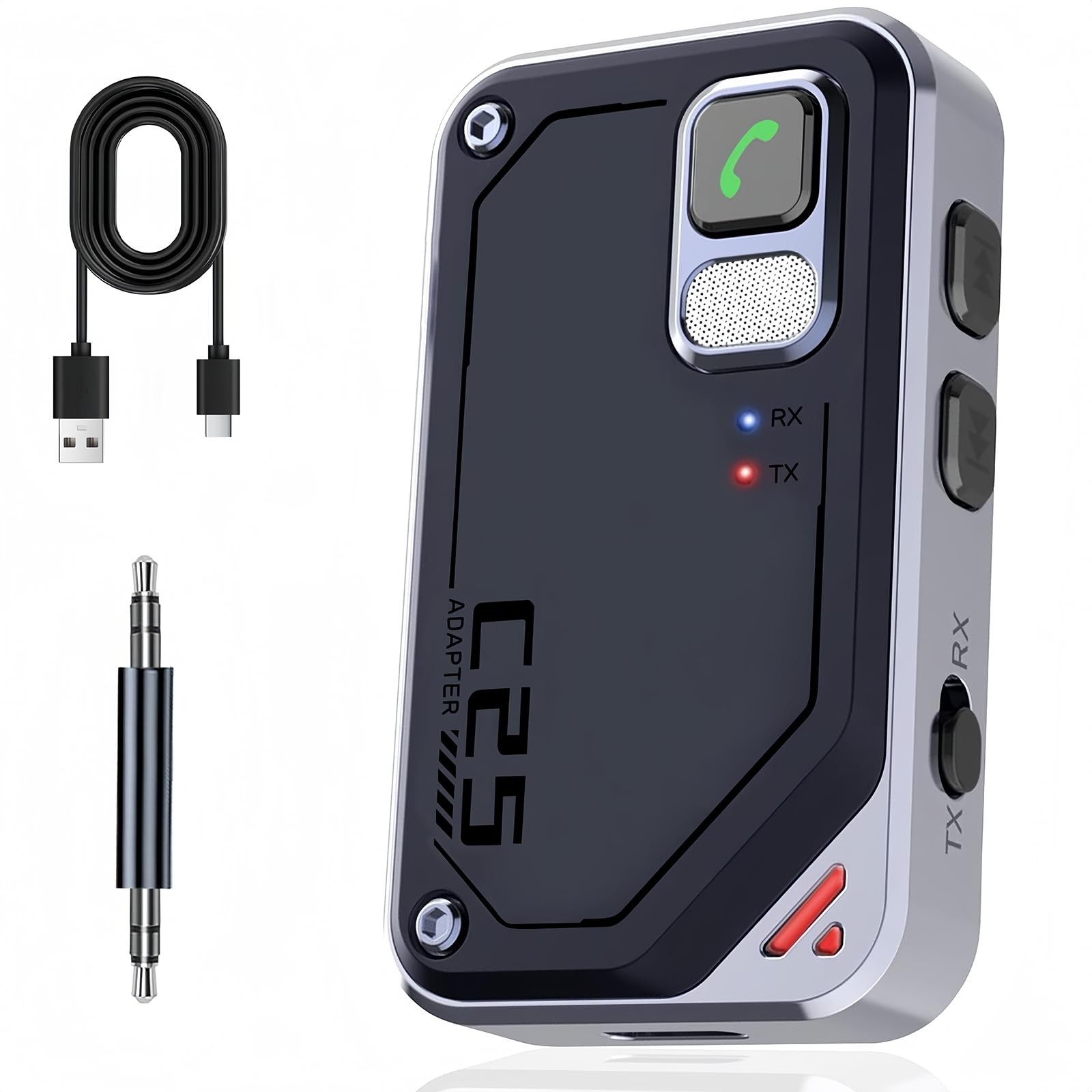 Bluetooth 5.3 Adapter with 3.5mm Jack Dual Transmitter and Receiver for Wireless Audio