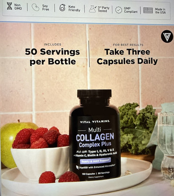Vital Vitamins Multi Collagen Complex Plus   Advanced Beauty & Wellness - 150 CT