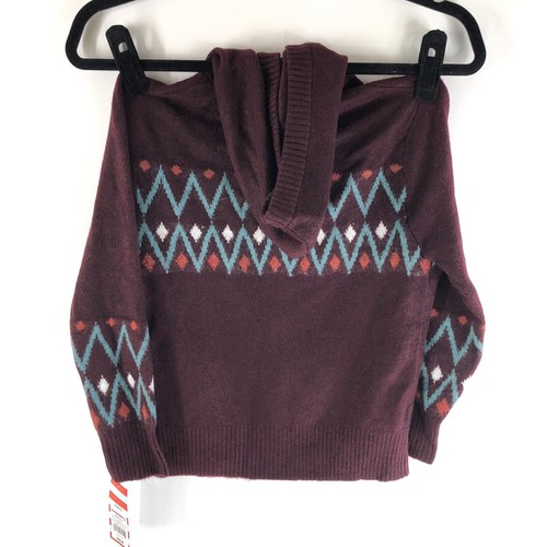 Cat & Jack Boys Girls Cardigan Sweater Full Zip Hooded Geometric Burgundy XL 16 - Picture 2 of 4