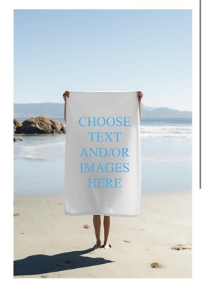 **PERSONALISIERT** Strandtuch mit JEDEN Designs oder Text. Top Qualität  