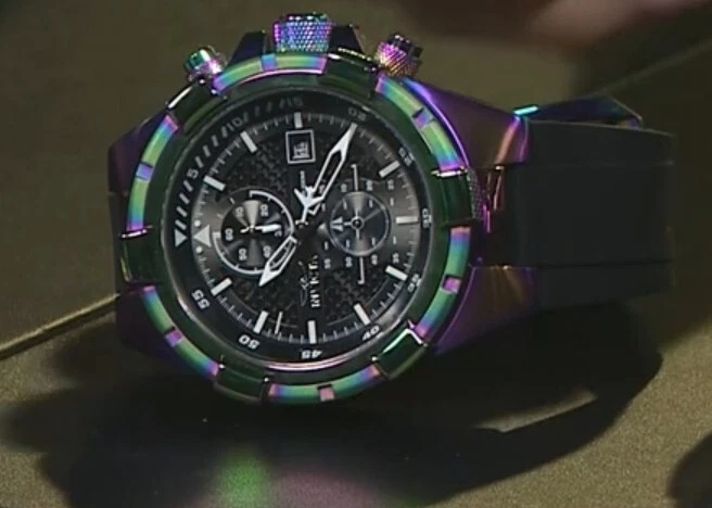 Invicta Aviator Cronografo 50mm Nero & Iridescente Dial Orologio Veloce Nave Nib - Immagine 3 di 4