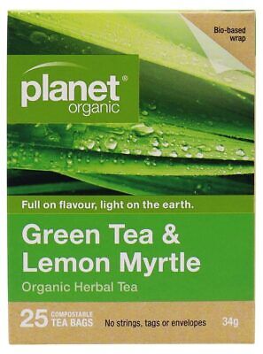 Buy Planet Organic Organic Herbal Tea Bags - Green Tea & Lemon Myrtle X25