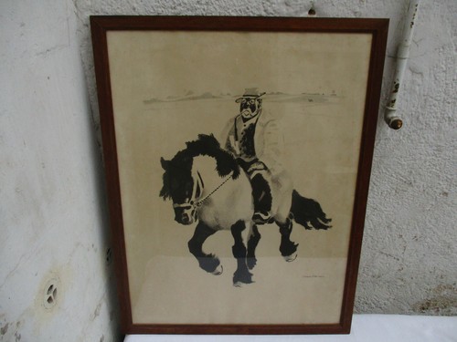 SIGNEE SIRPER GLANSEN LITHOGRAPHIE DEBUT 1900 HOMME A CHEVAL FUMANT LA PIPE - Bild 9 von 10