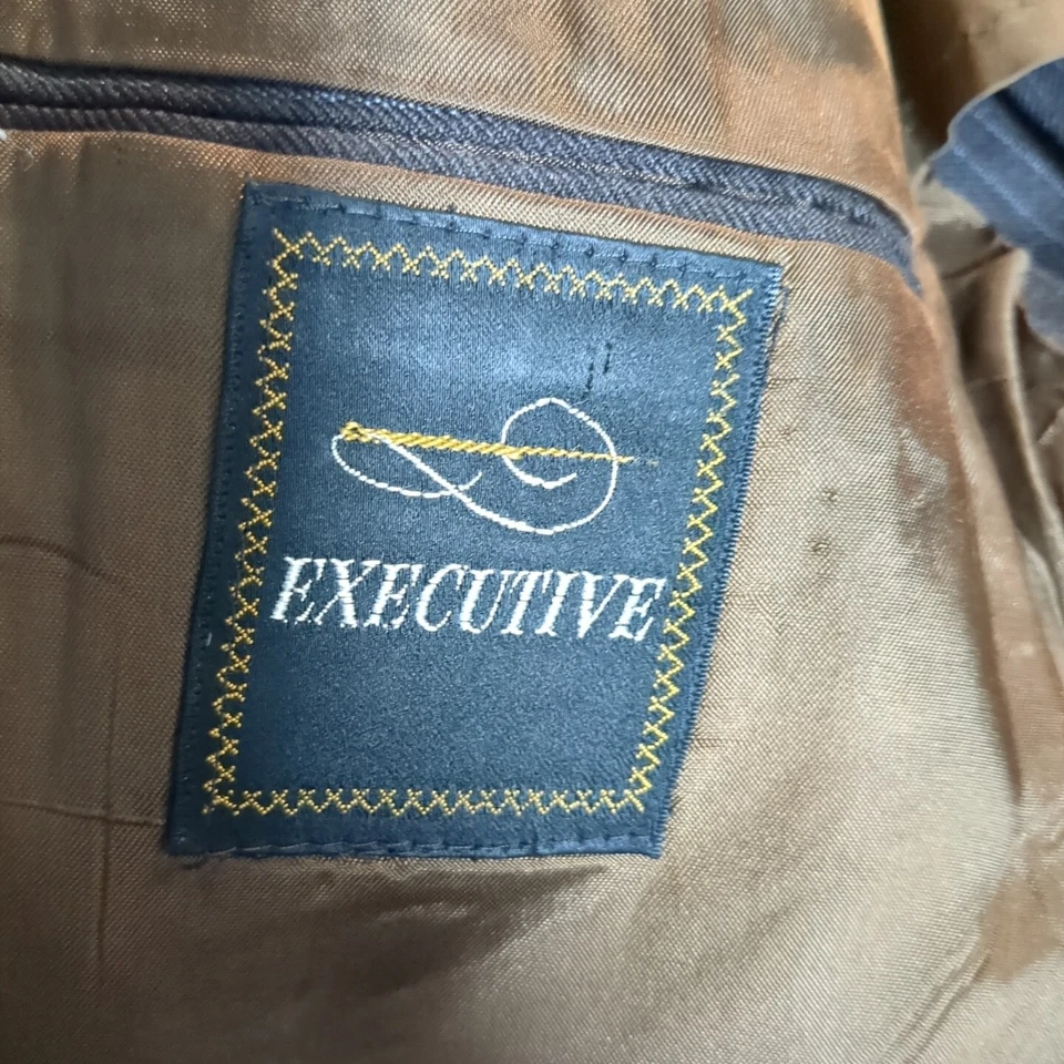 Traje Vintage 3 Piezas 46 L Marrón Chaqueta Chaleco Pantalones Rayas Foto 2 de 4