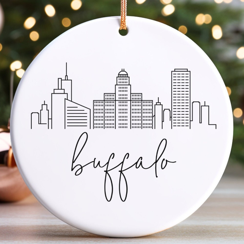 Buffalo Skyline Ornament New York Buffalo Souvenir Art Gifts Buffalo Trip