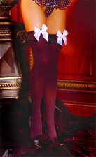 Elegant Moments IS-EM-1718Q Opaque nylon thigh hi with chiffon ruffle and satin