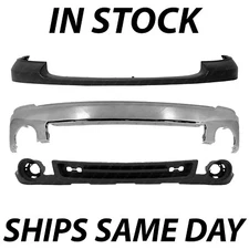 NEW Chrome - Steel Front Bumper Face Bar 3pc Kit for 2007-2013 GMC Sierra 1500
