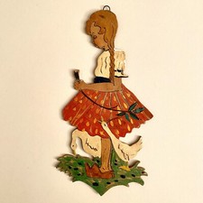 Vintage Pleated Skirt Girl 40s Fretwork Braids Goose Diesel Decor Child RARE 