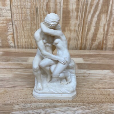 THE KISS Vintage Amilcare A. Santini Sculpture Couple Embracing 1960s Statue