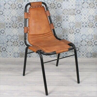 Stacking Industrial Vintage Chair, Leather Metal Chair