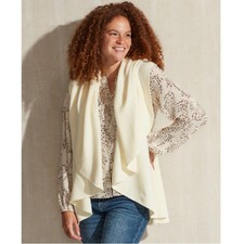 Nwt Mia & Tess Shawl Collar Tunic Open Front Cardigan Vest O/s
