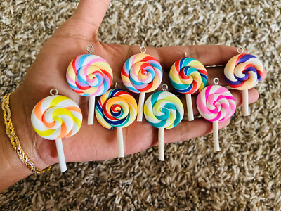 10 Pcs Lollipop Charms Polymer Clay Charms Jewellery Making Supplies  Material