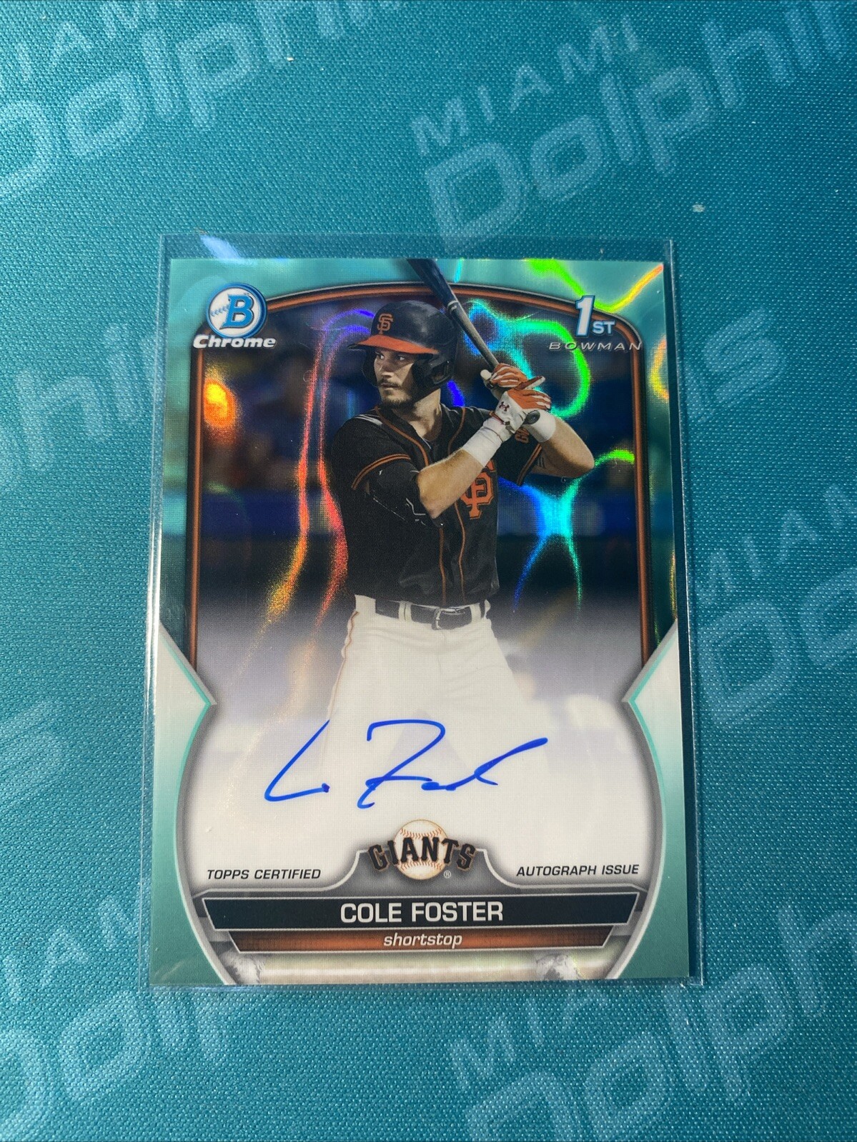 2023 Bowman Chrome Draft Cole Foster 1st Aqua Lava Refractor Auto #034/199