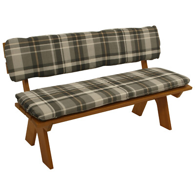 Bankauflage Bankpolster Auflagenset 2-teilig SEATTLE für Bank 150cm grau kariert