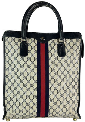 GUCCI Navy Blue Accessory Collection Ophidia Web Shopping Tote Bag Made in Italy