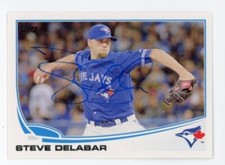 SIGNED BASEBALL CARD AUTO TOPPS 2013 TORONTO BLUE JAYS STEVE DELABAR #US190