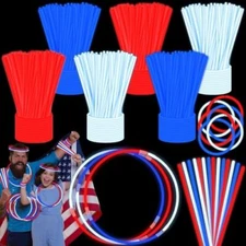 4Th of July Accessories 120Pcs Party Favors Bulk Red White and Blue Glow Sticks