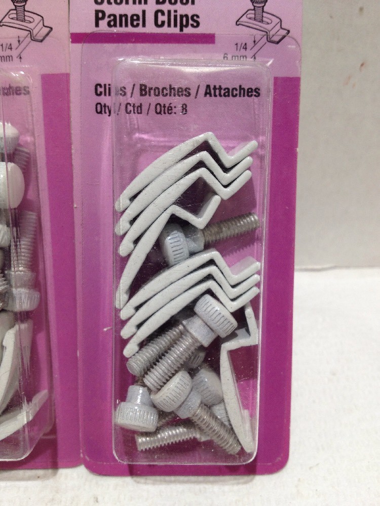 PrimeLine T8725 Storm Door Panel Clip w/Screws 1/4" White/Aluminum