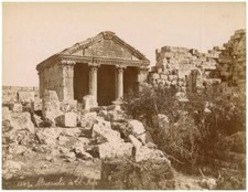 Temple-shaped Roman mausoleum Ruweiha Syria 1880 Historic Old Photo