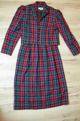Mujer De Colección Lorch Cuadros Tweed Secretaria Oficina Chaqueta Falda Conjunto de 2 Piezas Talla 8 - Imagen 4 de 18