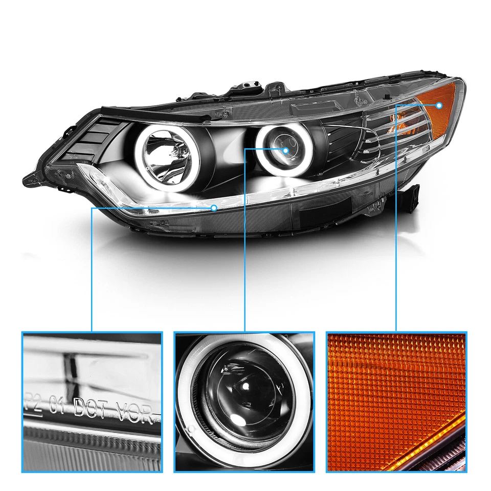 [Dual LED Halo] 2009 2010 2011 2012 2013 2014 For Acura TSX Projector Headlights - Изображение 4 из 4