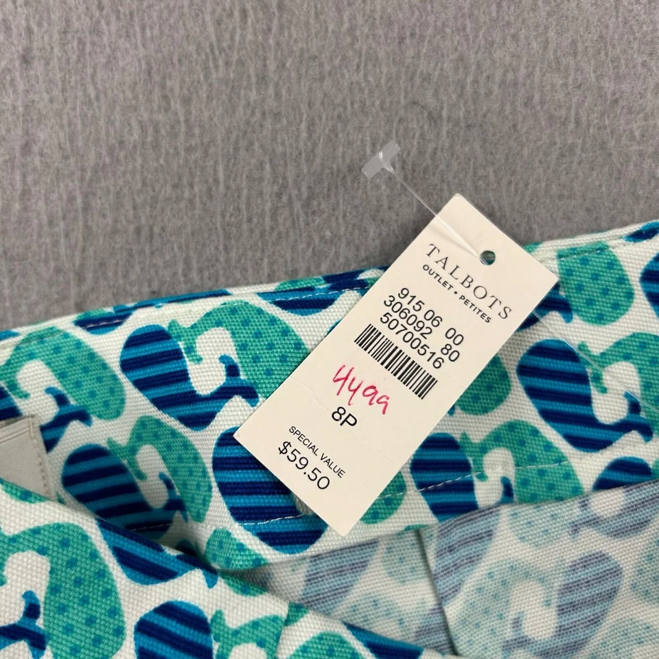 Falda Talbots Mujer 8P Azul Ballena AOP Cremallera Lateral Lápiz Recto Nueva con Etiquetas Foto 4 de 4