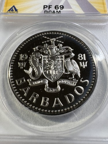 1981 Barbados $2 Coral and Fish Proof Graded PR 69 DCAM by ANACS Low Mintage