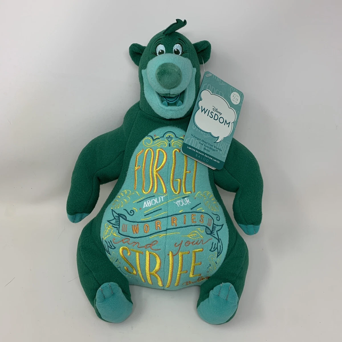 Disney Wisdom Limited Release Baloo Plush Animal Original tags Approx 12 Tall
