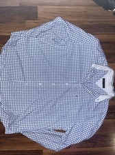 tommy hilfiger long sleeve dress shirt men plaid xl 100 cotton/algoon