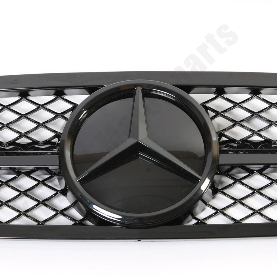 Black W/Star Front Bumper Grill For C-Class W203 01-07 C200 230 240 280 320 350 - Image 4 of 4