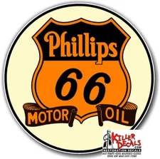 (PHIL9) 2" ROUND PHILLIPS 66 SHIELD RIBBON MOTOR OIL GASOLINE DECALS STICKER