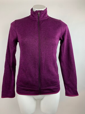 Eddie Bauer Raspberry Heather Purple Sweater Fleece Jacket XS