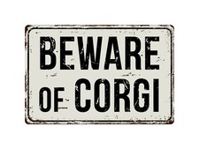 223VS Beware Of Corgi 8 "x 12" Vintage Aluminum Retro Metal Sign
